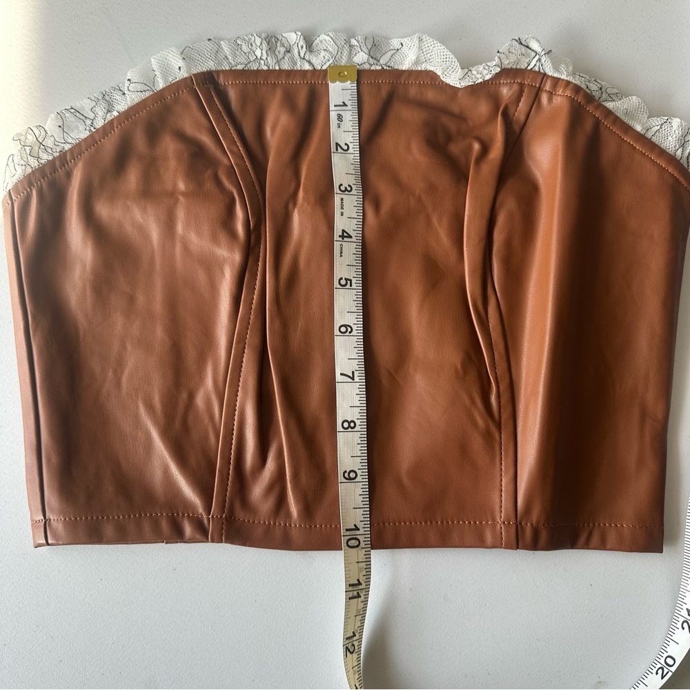 Idem Ditto Faux Leather Strapless‎ Top NWT Brown Corset Style Size M - Picture 9 of 9